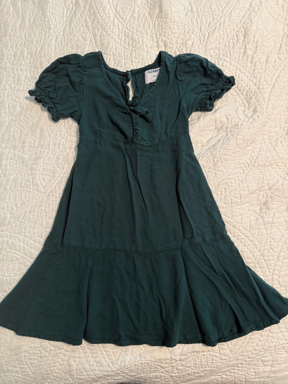 Old Navy Dark Teal Short Puff Sleeve Knit Dress